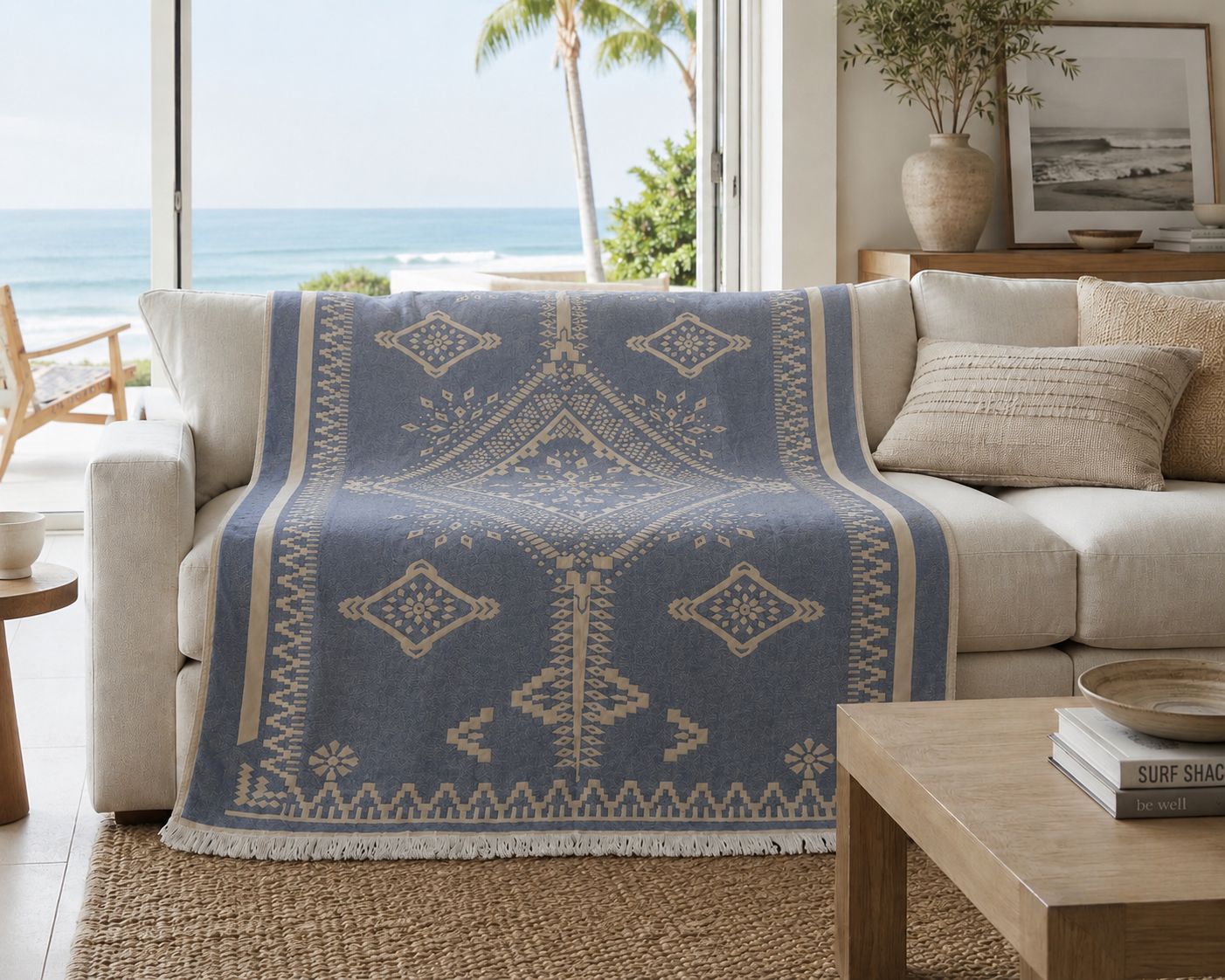 Santorini Sky Turkish Cotton Throw