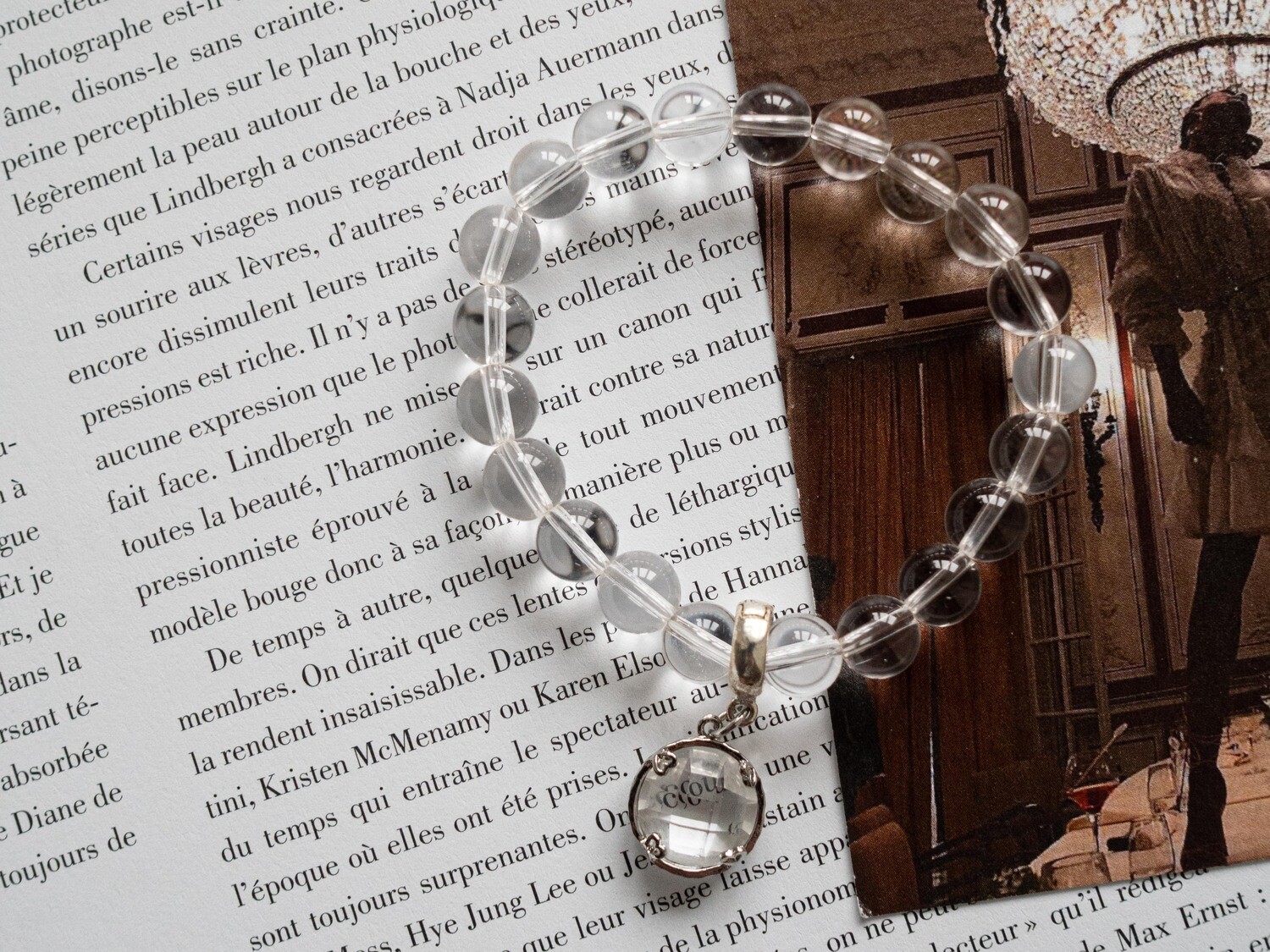 Crystal Quartz Bracelet with Pendant (Silver-plated)