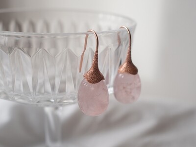 Rose Quartz Gold-plated Egg Earrings