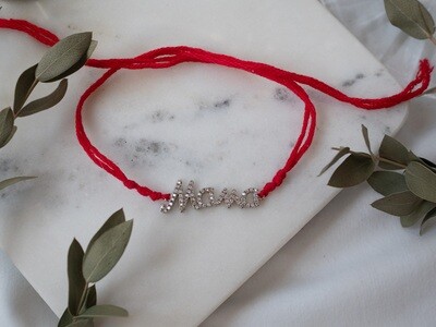 Red String with Silver Word &quot;Mama&quot;