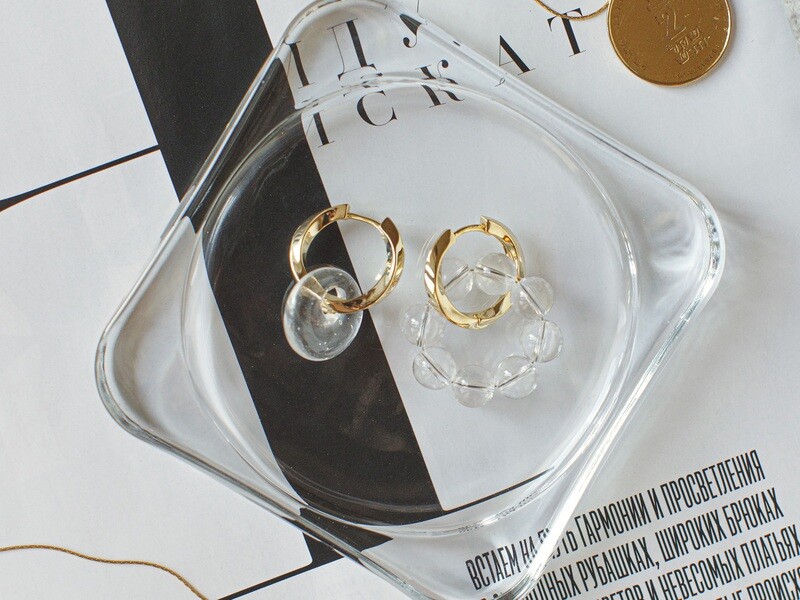 “Bagels" Earrings with Rock Crystal Pendants (2)
