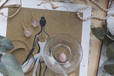 Rose Quartz Pendant on a Gold-plated Chain