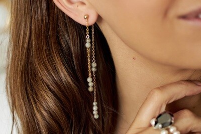 Gold-plated agate chain earrings