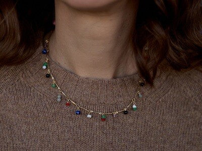 Gold plated necklace with gems