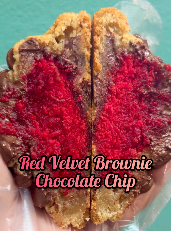 Red Velvet Brownie Stuffed Chocolate Chip Cookies