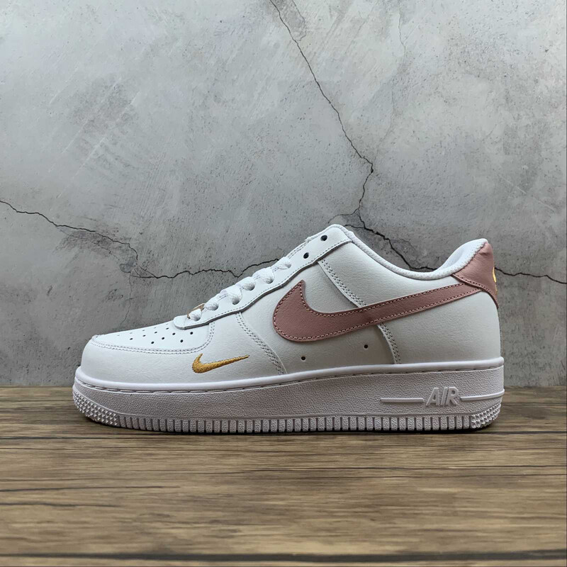 Nike Air Force White/ Gold/ Pink Swoosh