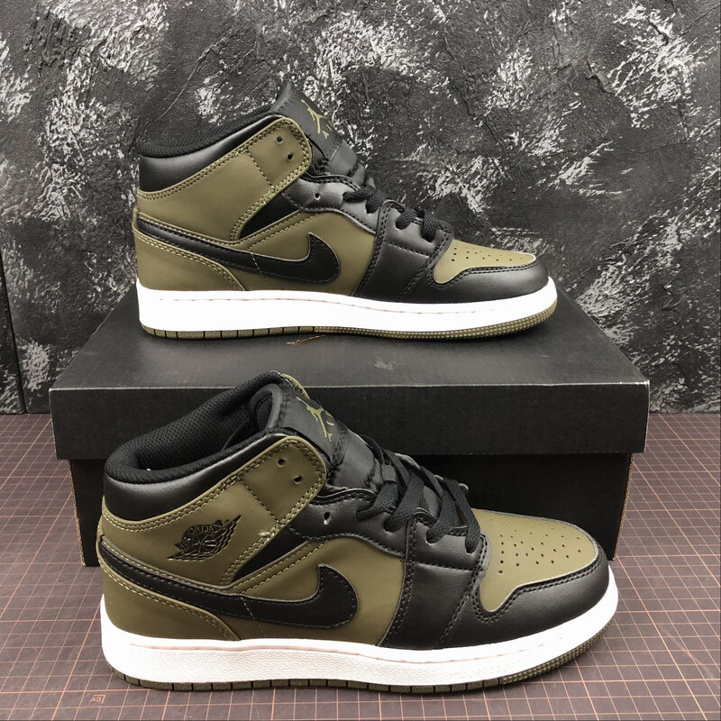 Air Jordan Retro 1 Mid Black/Dark Green