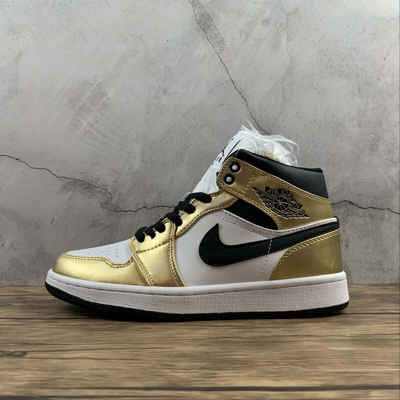 Air Jordan Retro 1 Mid White/Gold