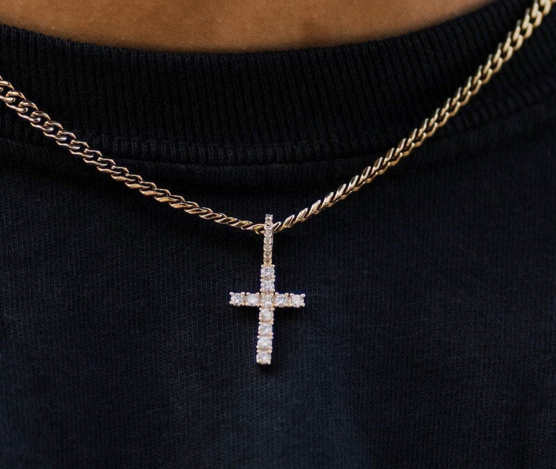 Tennis Cross &amp; 3mm Cuban Chain