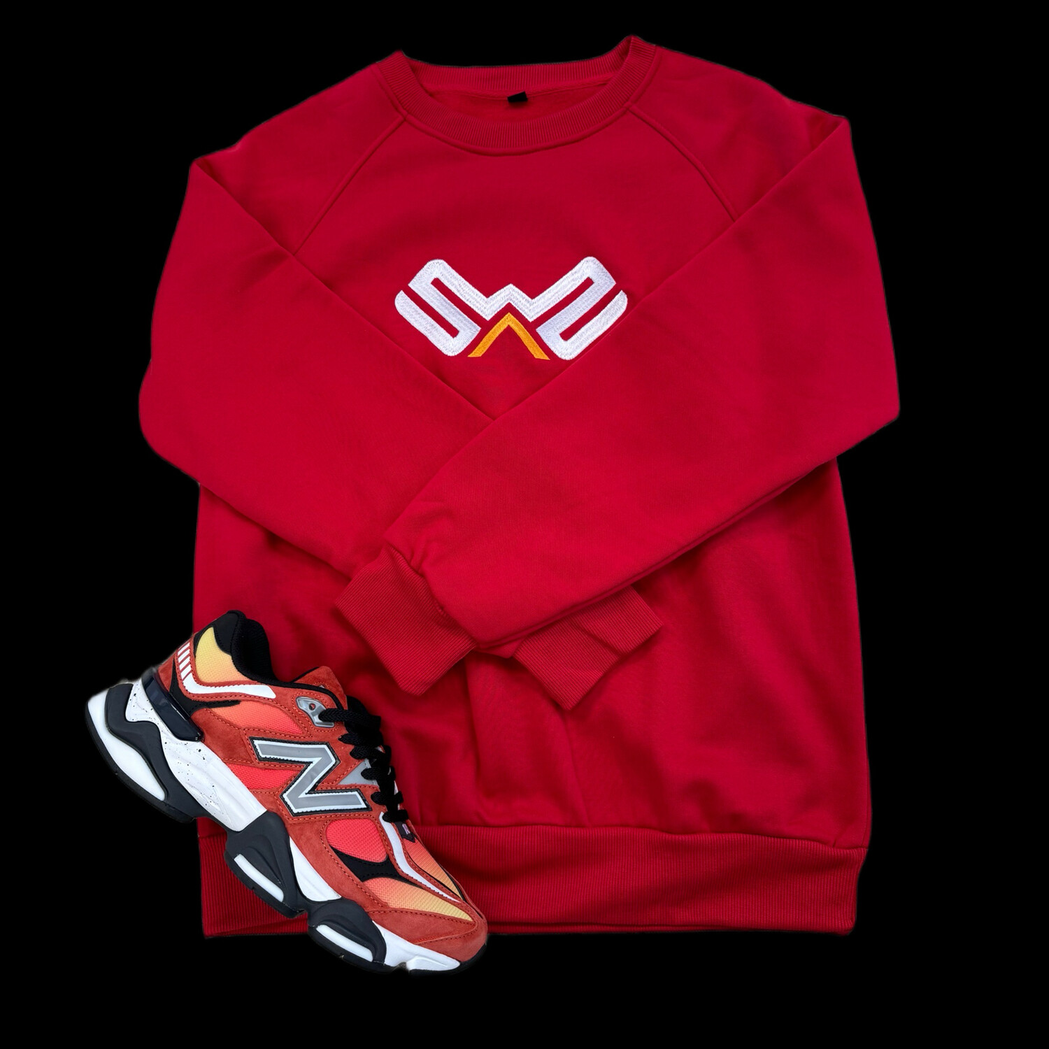 SwagZ Sweatshirt &amp; NB 9060 Fire Red Combo