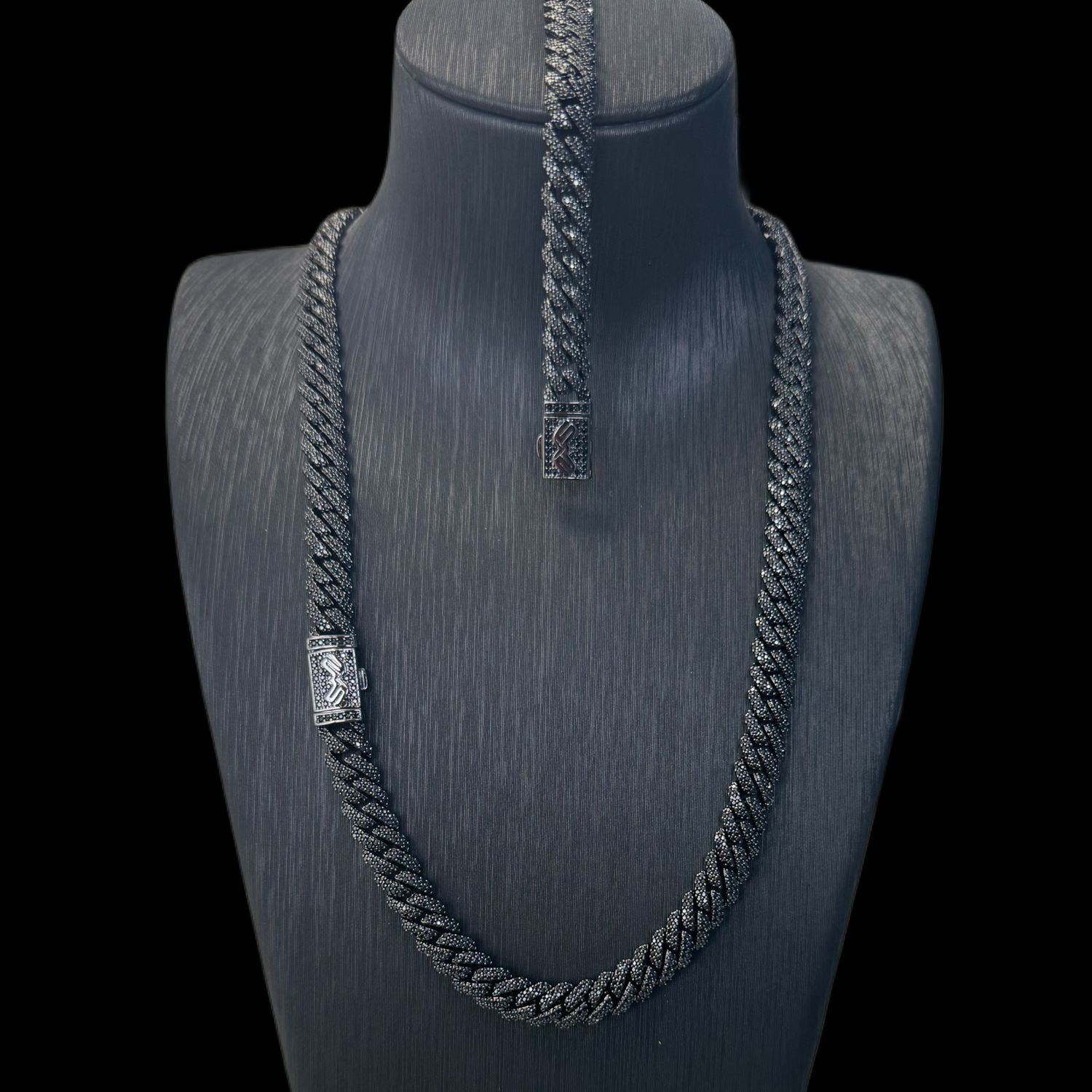 8mm Prong Cuban Chain Steel Black
