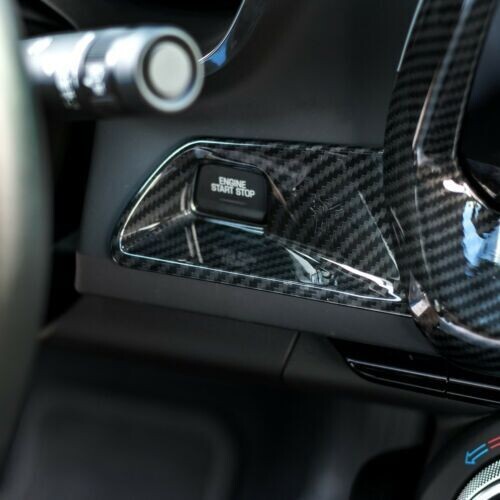 Carbon fiber start stop button trim