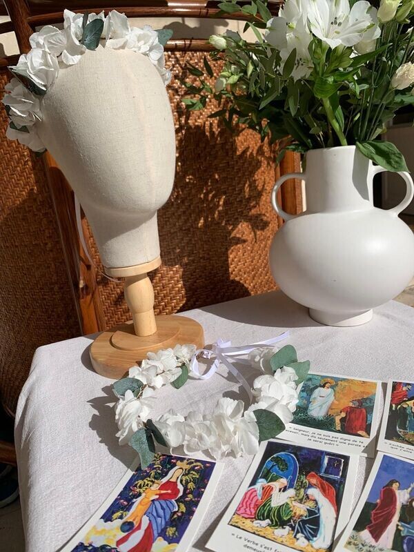 Pack 30 images de première communion + couronne de fleurs séchées