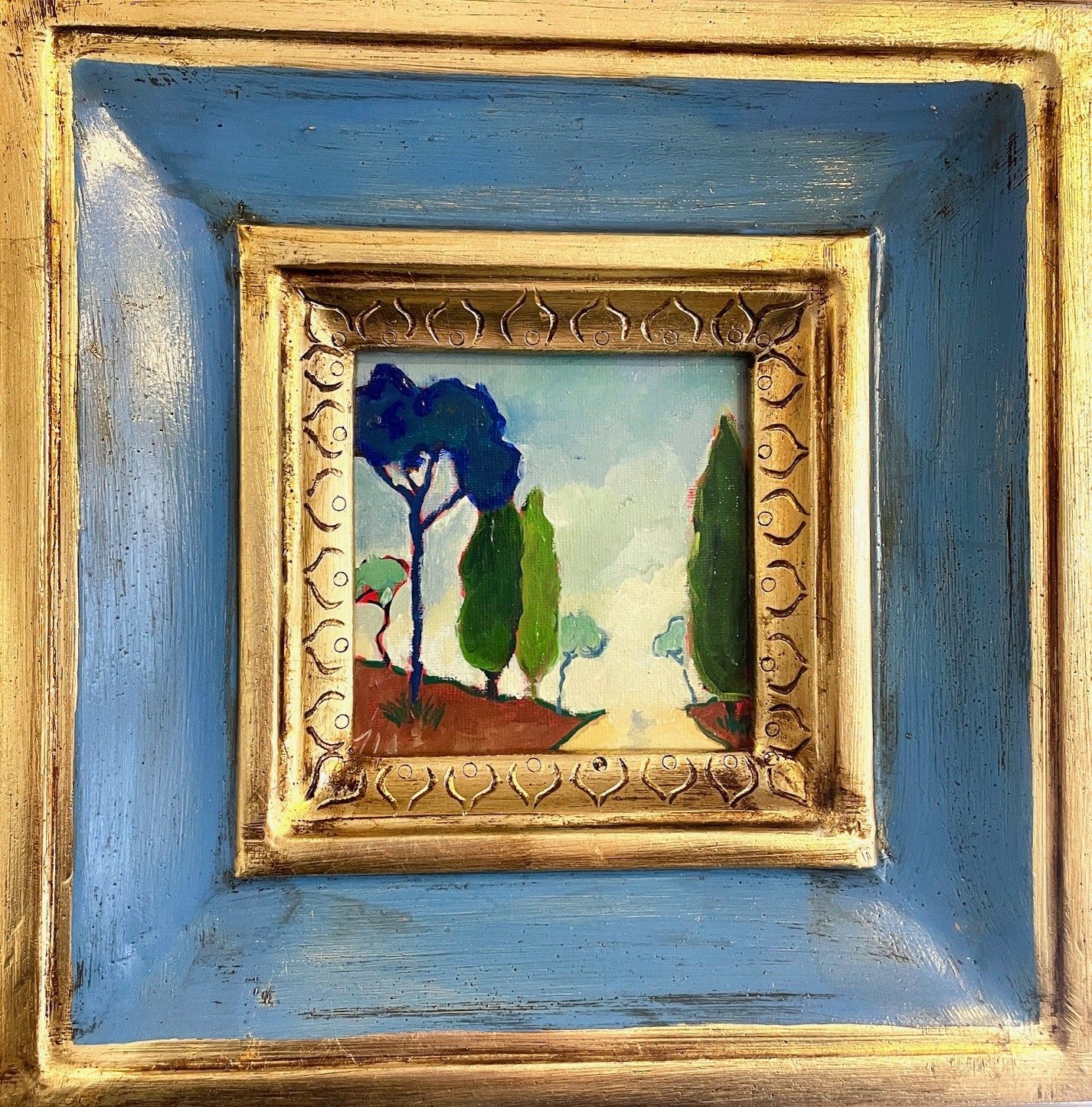 Mini toile, cadre italien bleu