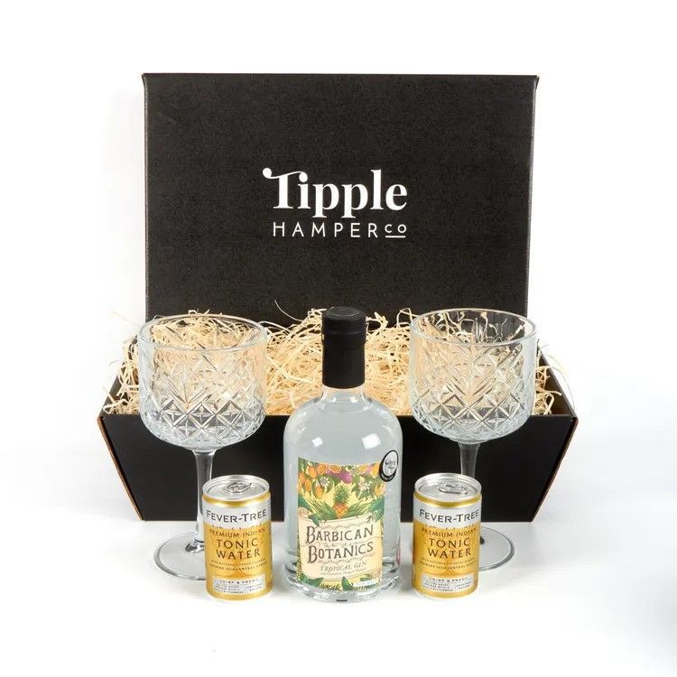 Barbican Botanics Tropical Gin, Tonic & Vintage Glasses Gift Set