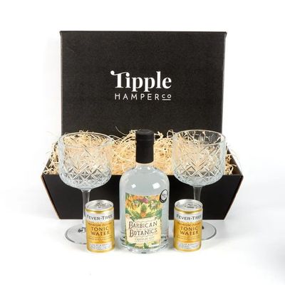 Barbican Botanics Tropical Gin, Tonic & Vintage Glasses Gift Set