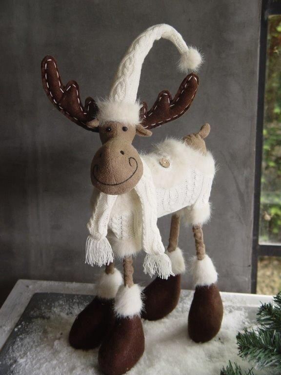 Renne pull blanc, 40 cm