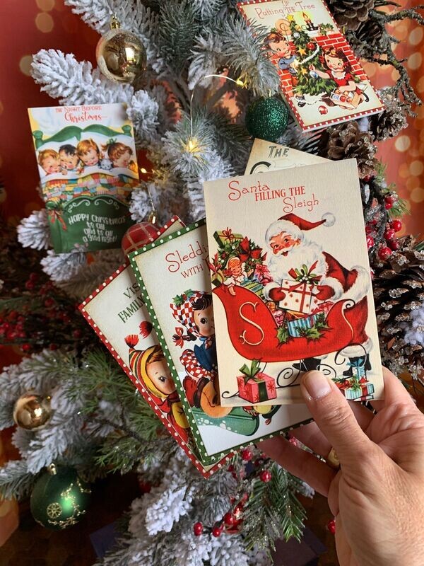 Cartes vintage sur bois