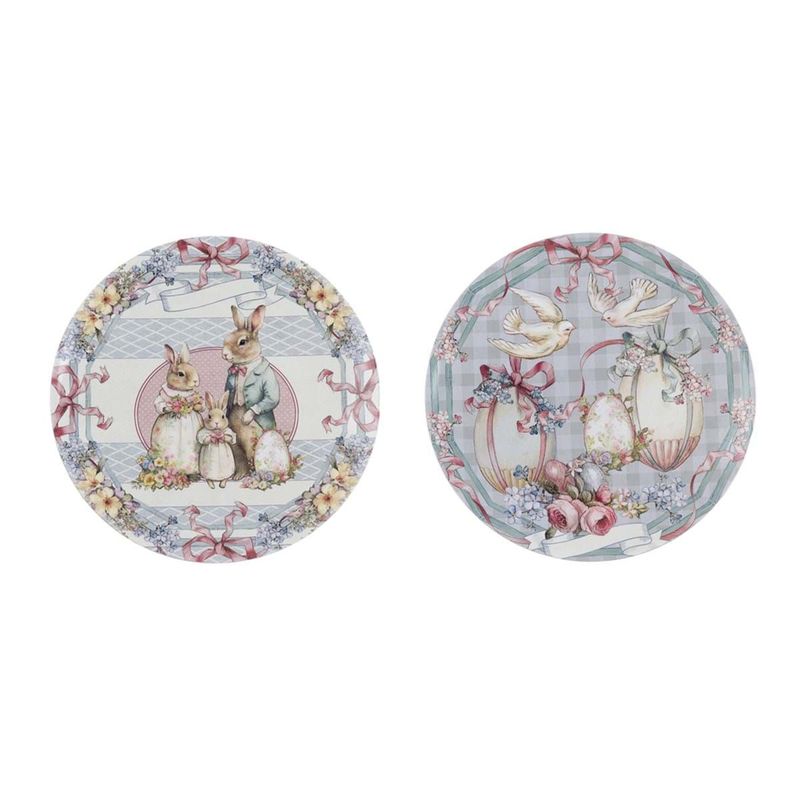 Assiettes plates en plastique rigide, 33 cm, Blanc Mariclo
