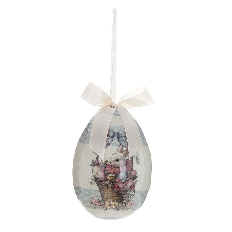 Décoration œuf de Pâques, 10 cm, Blanc Mariclo