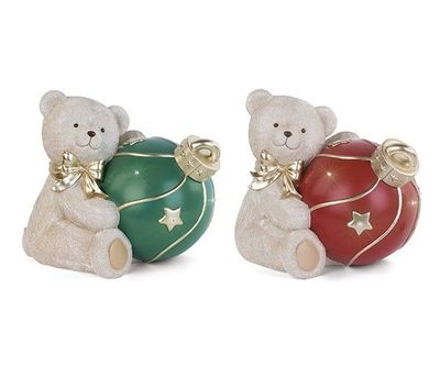 Ours avec boule, LED, 32 cm,  Cartai Bassanesi