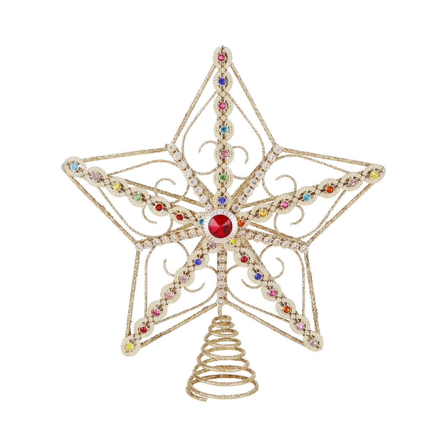 Cimier de sapin, étoile strass, 22 cm, Goodwill