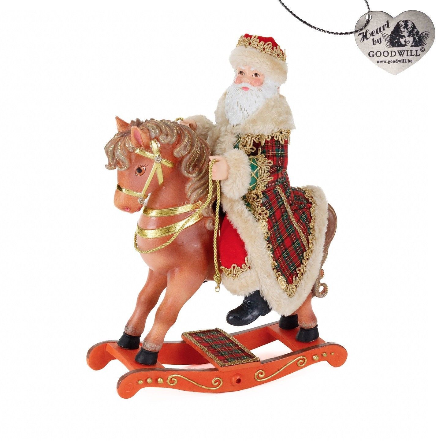 Père Noël sur cheval à bascule, 42 cm, Goodwill