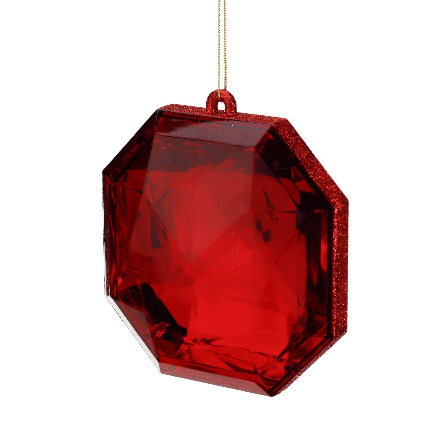 Ornement à facettes rouge, 10 cm, Goodwill