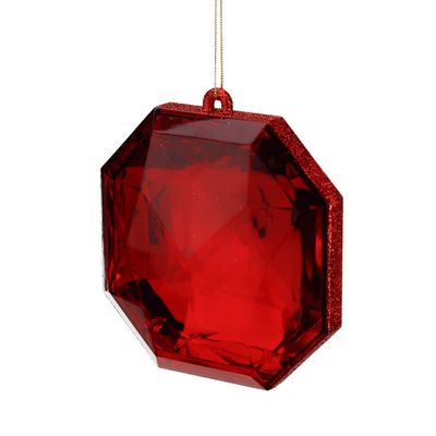 Ornement à facettes rouge, 10 cm, Goodwill