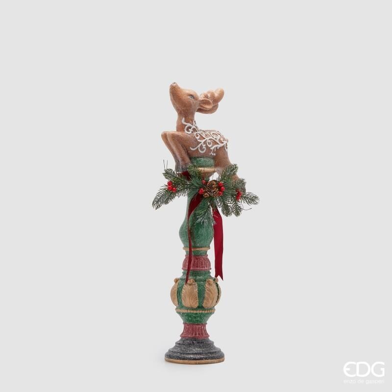 Renne sur piédestal, totem de Noël, 71 cm, EDG