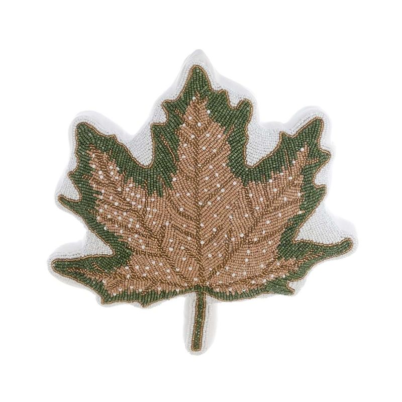 Coussin feuille verte, 36 x 38 cm, Blanc Mariclo Coussin feuille verte, 36 x 38 cm, Blanc Mariclo