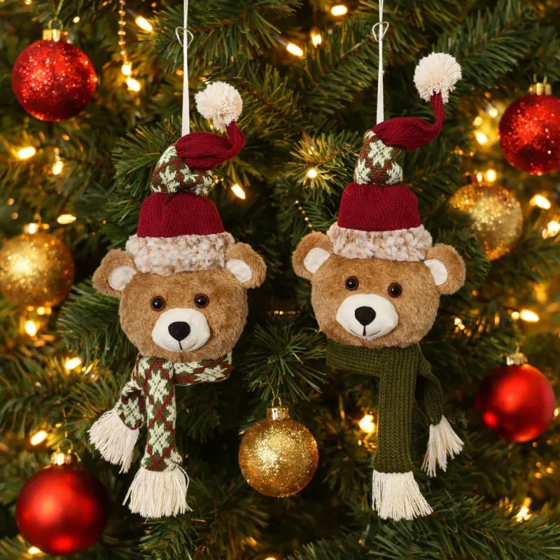 Ornement tête d'ours en peluche