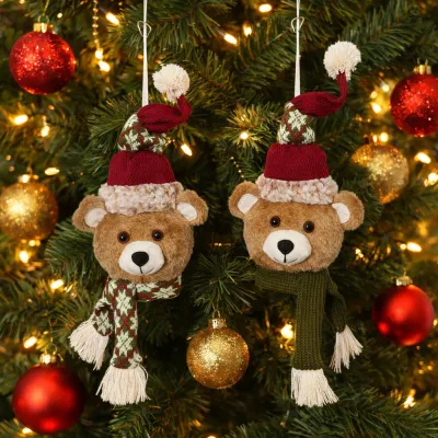 Ornement tête d'ours en peluche