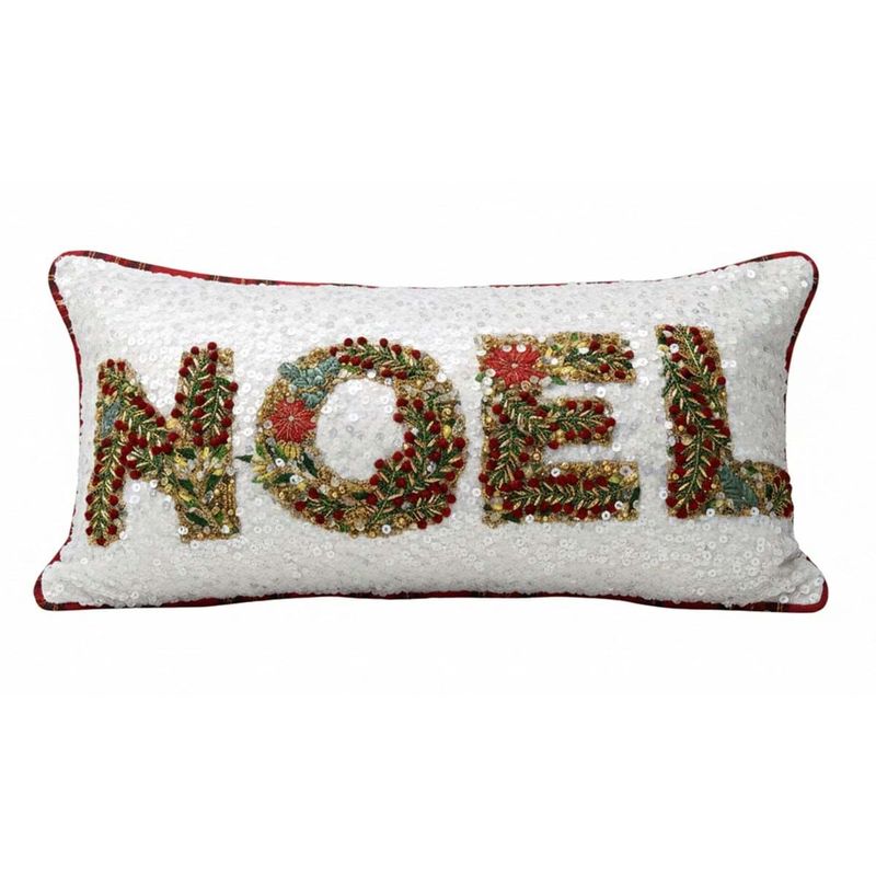 Coussin brodé, 60 x 35 cm, Blanc Mariclo Blanc Mariclo, coussin Noël
