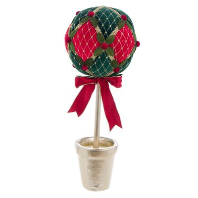 Topiaire avec boule en tissus, 50 cm, Blanc Mariclo Topiaire de Noël