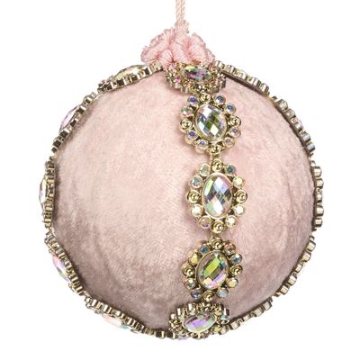 Boule strass et velours rose, 10 cm, Goodwill Boule strass et velours rose, 10 cm, Goodwill