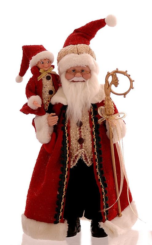 Père Noël et elfe, 46 cm