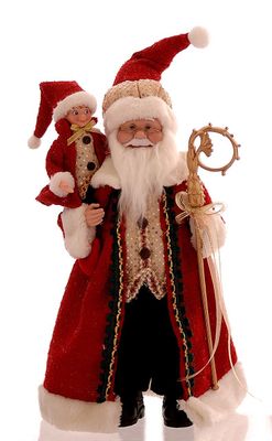 Père Noël et elfe, 46 cm