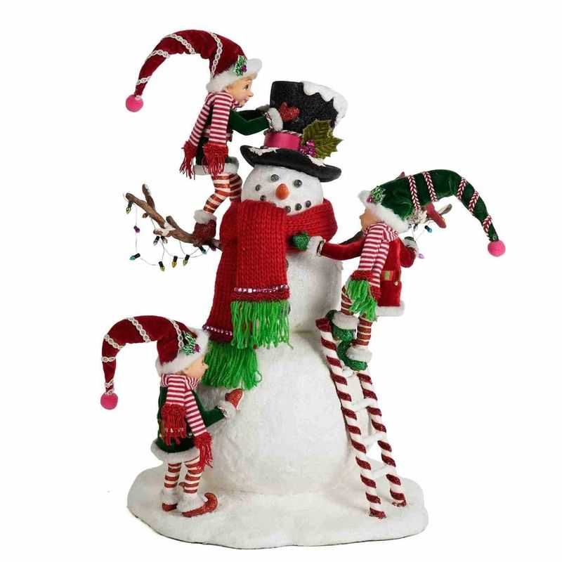 Merry Snowman with elves, 45cm,  Katherine's collection