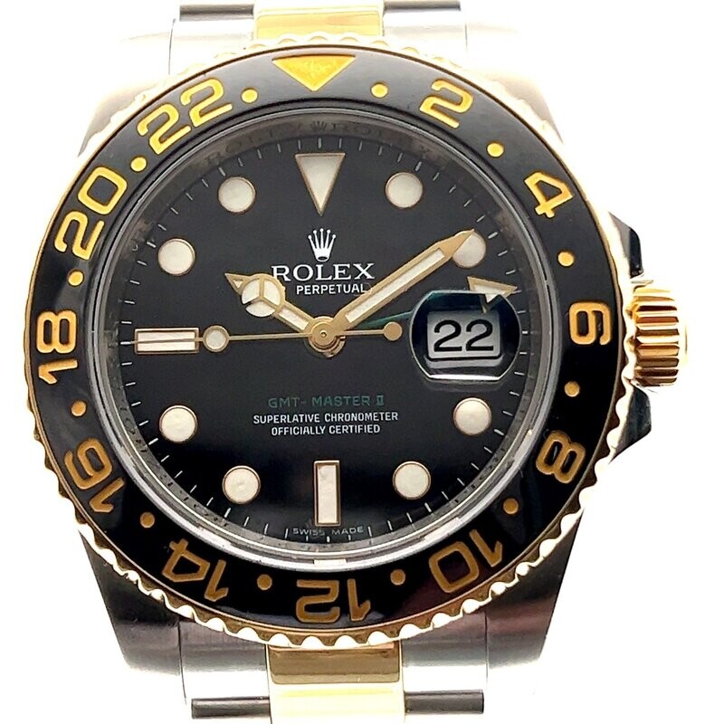 Rolex GMT Master II - Stainless Steel and Yellow Gold - Black Dial