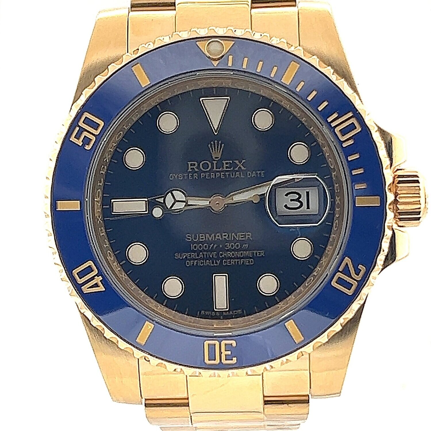 Rolex 40mm Yellow Gold Submariner Date - Blue Dial
