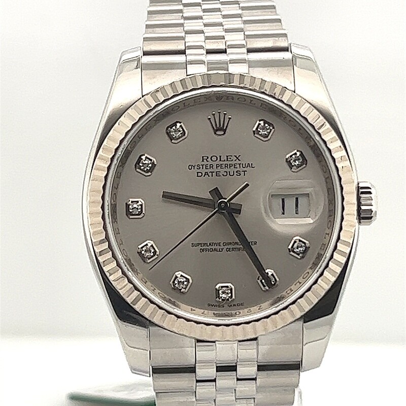 Rolex Datejust 36mm - Silver Factory Diamond Dial