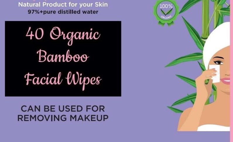 100%ORGANIC BAMBOO FACIAL WIPES -120 WET wipes -FROM THE STORE OF MOTHERS ARM