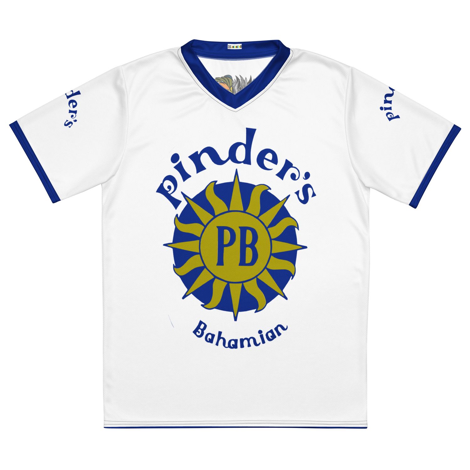 JLB Pinder&#39;s Beverages WHITE Blue Letter Men&#39;s/Unisex Jersey
