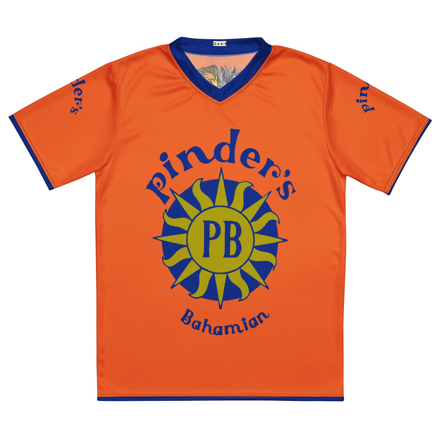 JLB Pinder&#39;s Beverages ORANGE Blue Letter Men&#39;s/Unisex Jersey