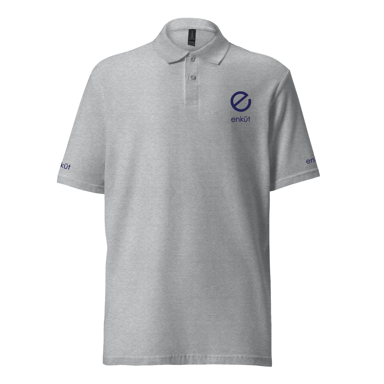 Enkut Unisex Pique Polo White &amp; Grey