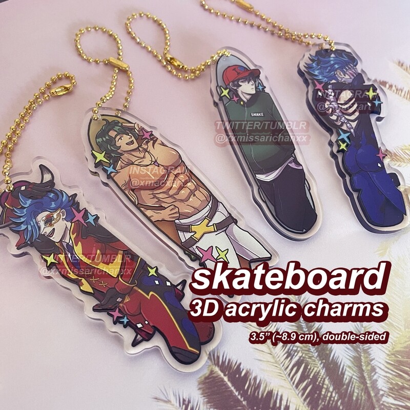 SK8 Skateboard 3D Acrylic Charms