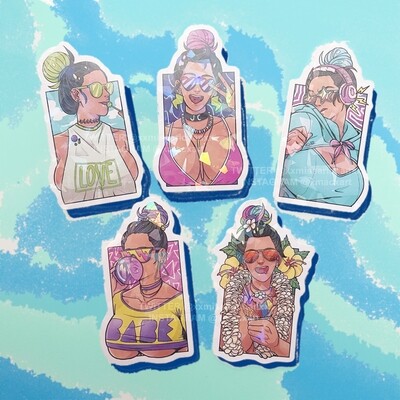 OC Beach Babe JC Stickers