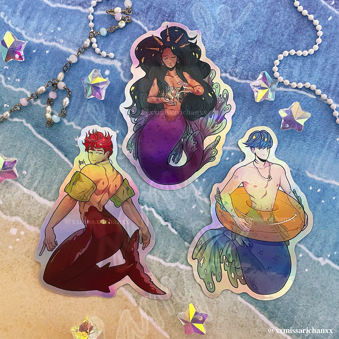 Holo Merfolk Stickers