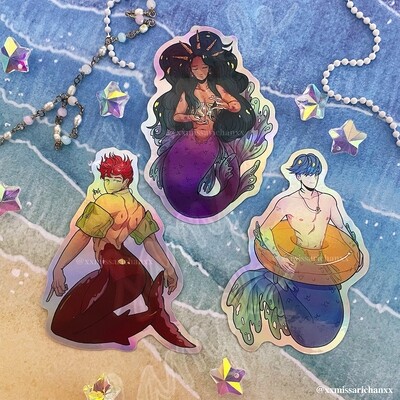 Holo Merfolk Stickers